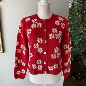 COPY - Vintage Catherine Stewart 100% Cotton Red Snowflake Sweater for Women